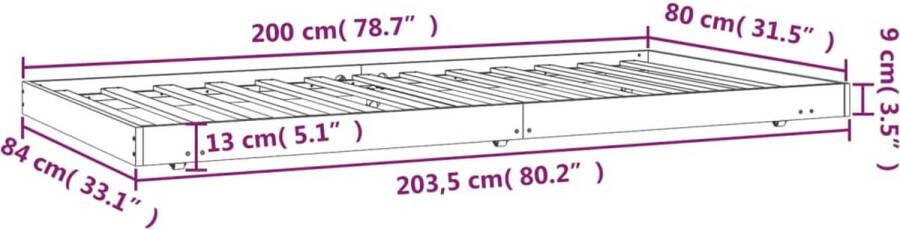 VidaXL Bedframe zonder matras massief grenenhout 80x200 cm