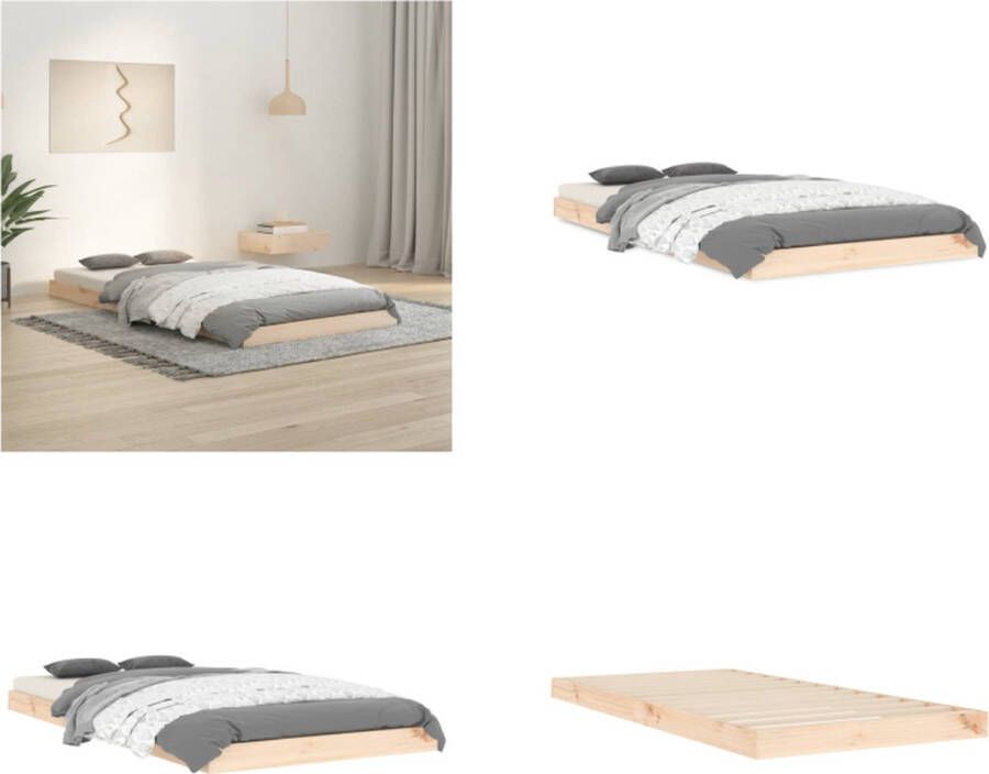 VidaXL Bedframe massief grenenhout 90x190 cm 3FT Single Bedframe Bedframes Eenpersoonsbed Bed - Foto 2