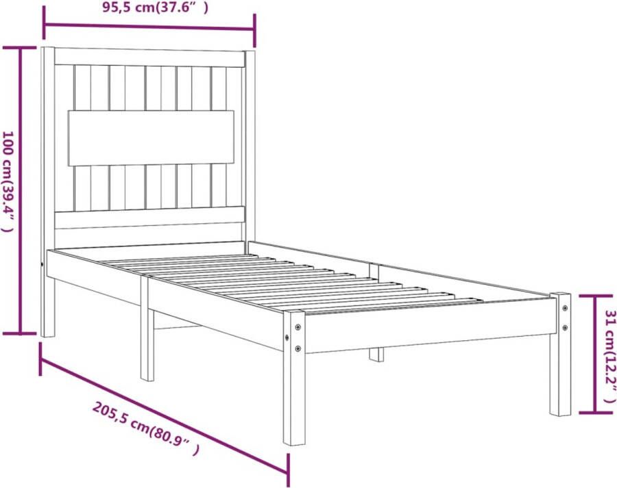 VidaXL -Bedframe-massief-grenenhout-90x200-cm - Foto 2