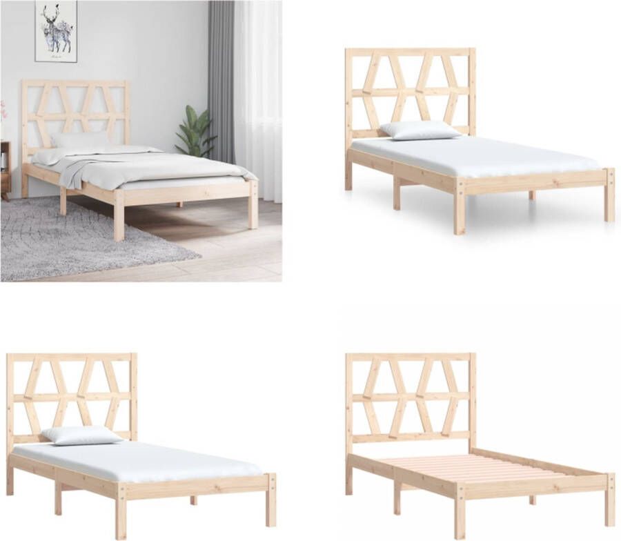 VidaXL Bedframe massief grenenhout 90x200 cm Bedframe Bedframes Eenpersoonsbed Bed - Foto 3