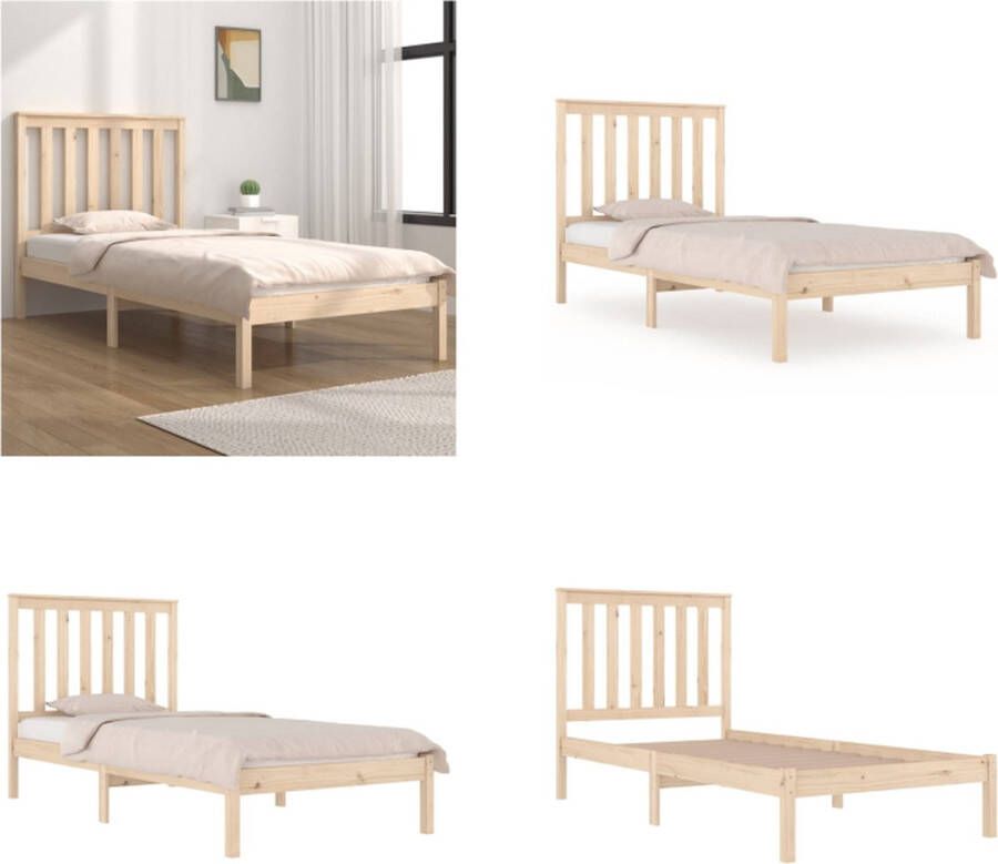 VidaXL Bedframe massief grenenhout 90x200 cm Bedframe Bedframes Eenpersoonsbed Bed