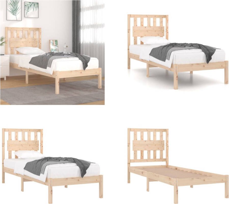 VidaXL Bedframe massief grenenhout 90x200 cm Bedframe Bedframes Eenpersoonsbed Bed