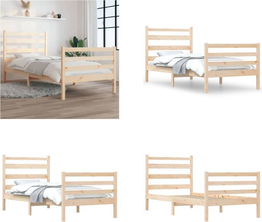VidaXL Bedframe massief grenenhout 90x200 cm Bedframe Bedframes Eenpersoonsbed Bed
