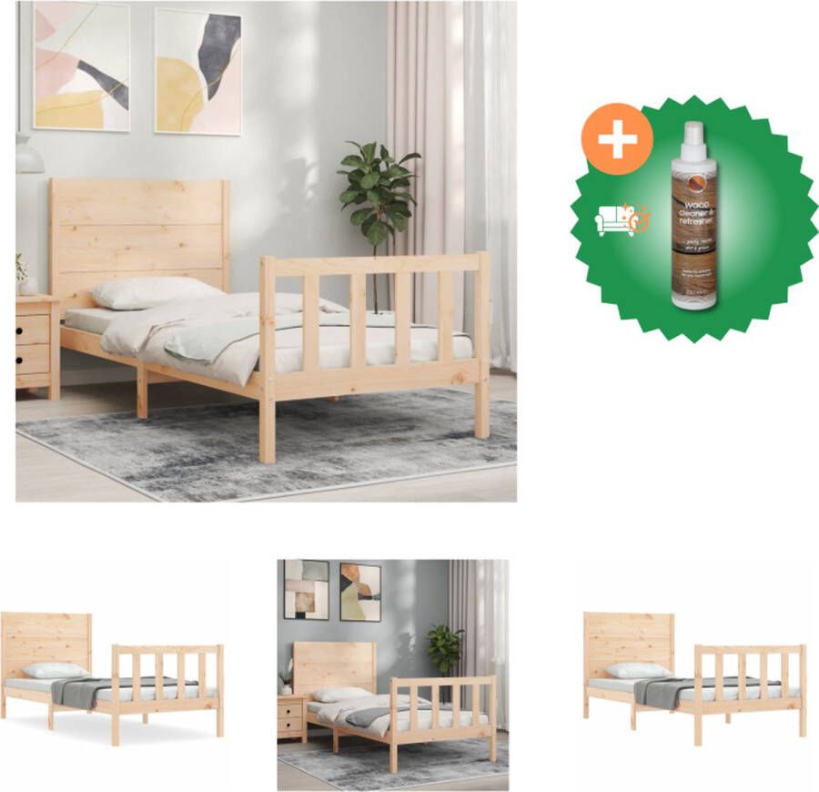 VidaXL Bedframe Massief Grenenhout 90x200 Functioneel hoofd- en voeteneinde Montage vereist Bed Inclusief Houtreiniger en verfrisser