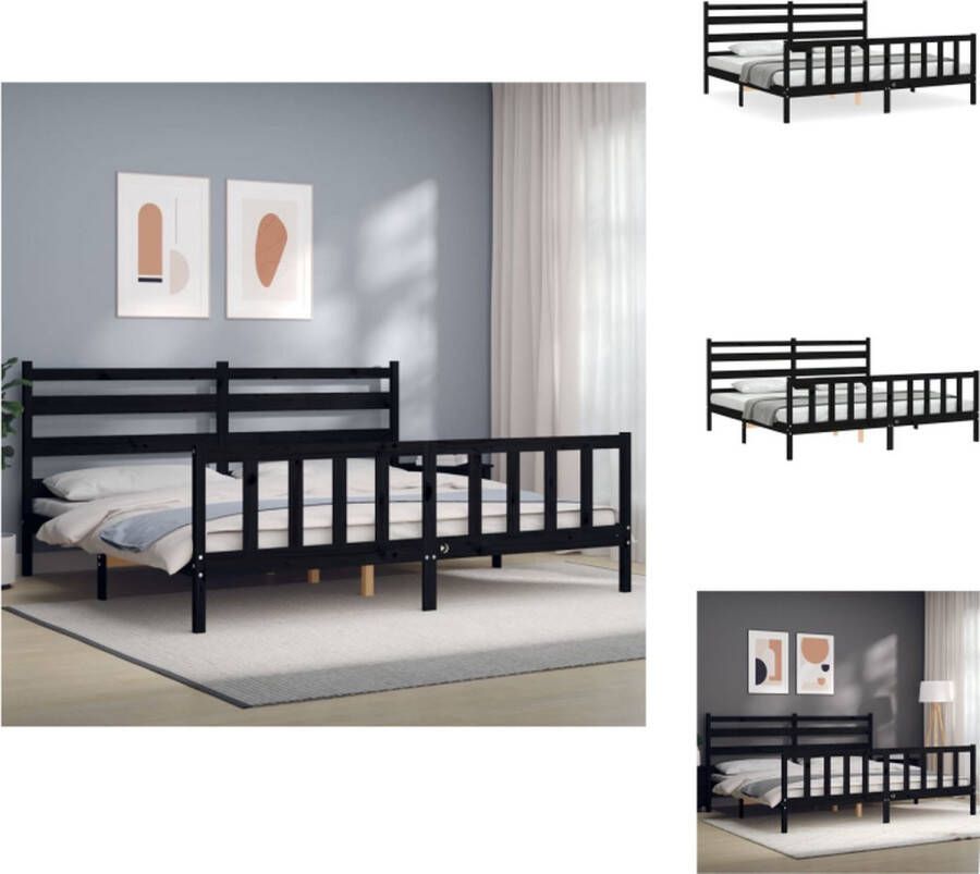 VidaXL Bedframe Massief Grenenhout Bed 206 x 205.5 x 100 cm Zwart Bed