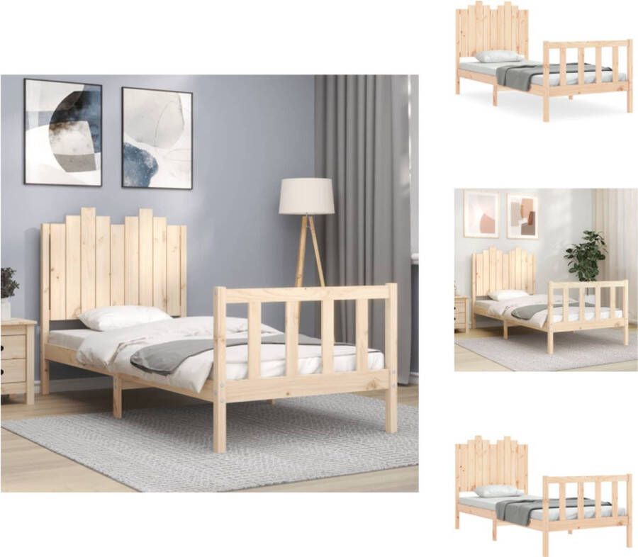 vidaXL Bedframe Massief Grenenhout Bed Afmeting- 205.5 x 95.5 x 110 cm Ken- functioneel en duurzaam Bed
