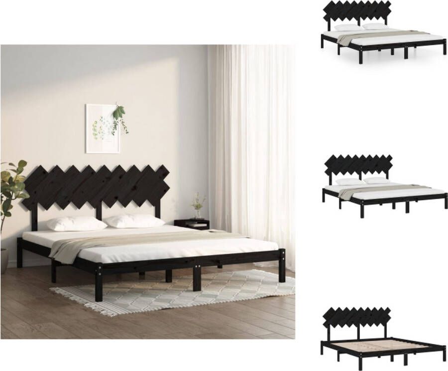 VidaXL Bedframe Massief Grenenhout Classic Bed 180 x 200 cm Zwart Bed