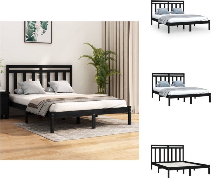VidaXL Bedframe Massief Grenenhout Classic s Bedden 205.5 x 125.5 x 31 cm Zwart Bed