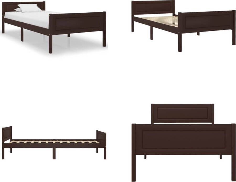 VidaXL Bedframe massief grenenhout donkerbruin 100x200 cm Bedframe Bed Frame Bed Frames