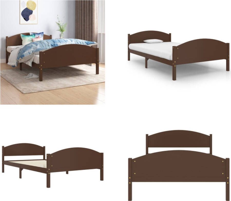 VidaXL Bedframe massief grenenhout donkerbruin 120x200 cm Bedframe Bed Frame Bed Frames