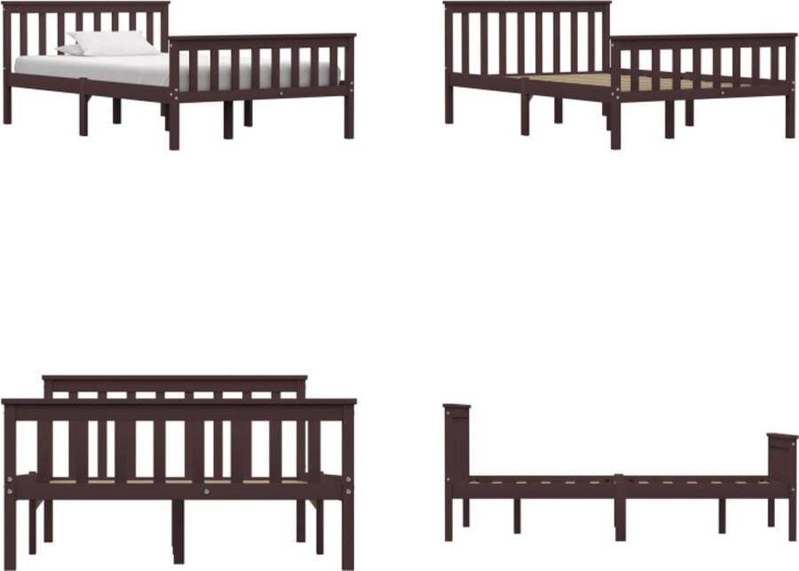 VidaXL Bedframe massief grenenhout donkerbruin 120x200 cm Bedframe Bedframes Bed Frame Bed Frames - Foto 2