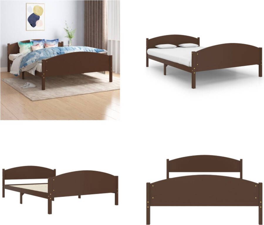 VidaXL Bedframe massief grenenhout donkerbruin 140x200 cm Bedframe Bed Frame Bed Frames