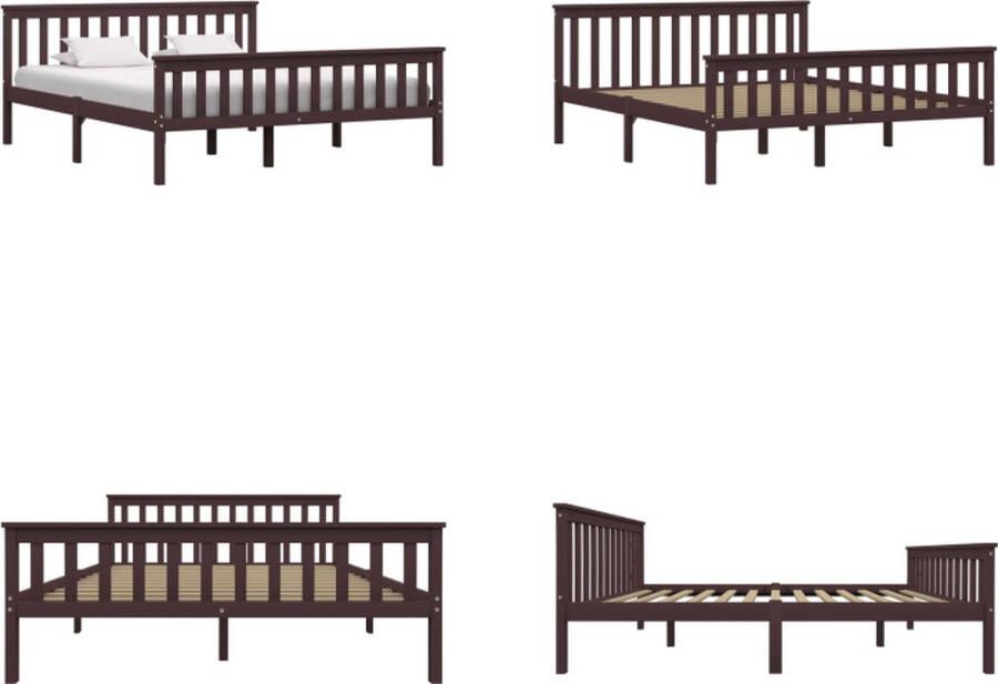 VidaXL Bedframe massief grenenhout donkerbruin 160x200 cm Bedframe Bedframes Bed Frame Bed Frames - Foto 2