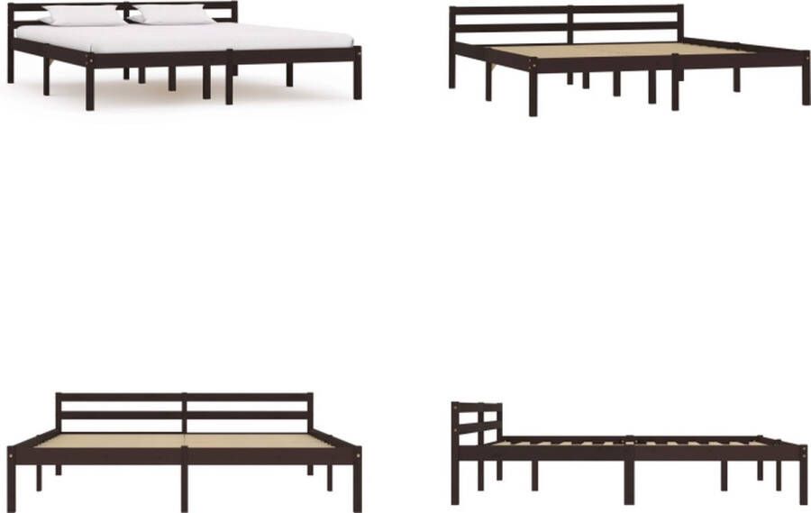 VidaXL Bedframe massief grenenhout donkerbruin 160x200 cm Bedframe Bedframes Bed Frame Bed Frames - Foto 2