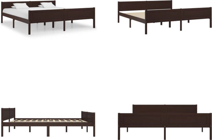 VidaXL Bedframe massief grenenhout donkerbruin 180x200 cm Bedframe Bed Frame Bed Frames