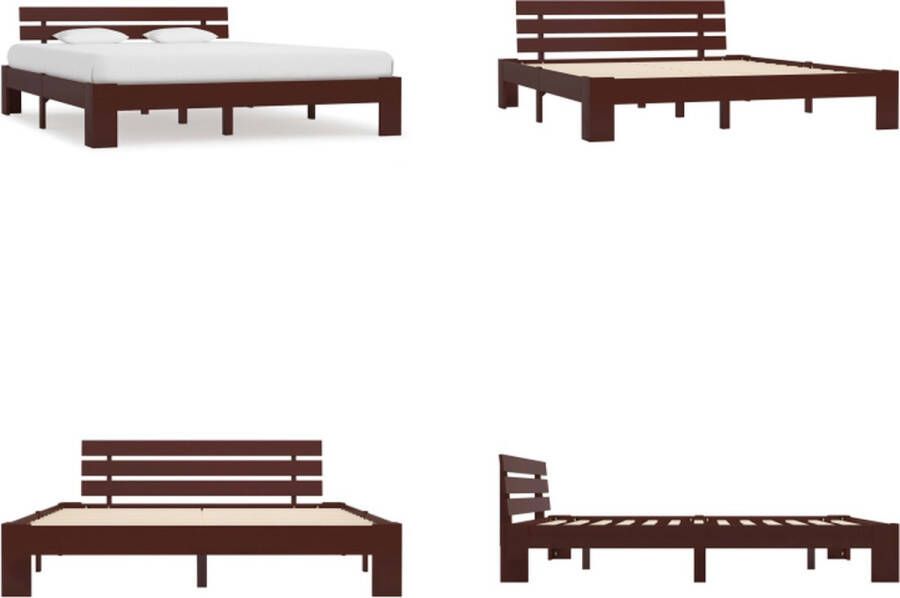 VidaXL Bedframe massief grenenhout donkerbruin 180x200 cm Bedframe Bedframes Bed Frame Bed Frames