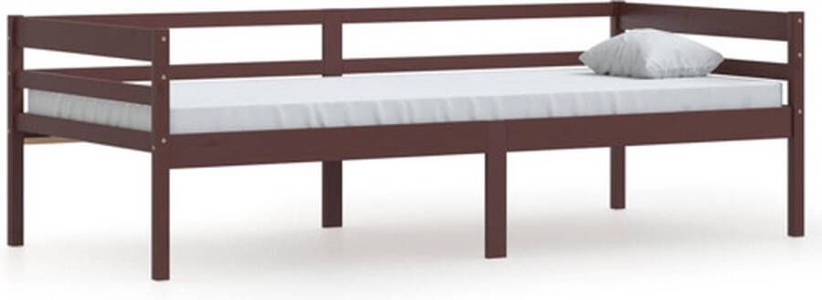 VidaXL -Bedframe-massief-grenenhout-donkerbruin-90x200-cm