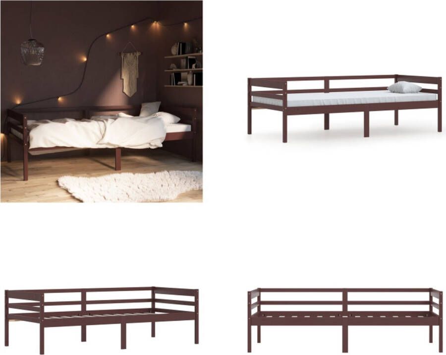 vidaXL Bedframe massief grenenhout donkerbruin 90x200 cm Bedframe Bed Frame Bed Frames