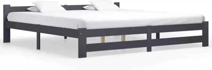 VidaXL -Bedframe-massief-grenenhout-donkergrijs-200x200-cm