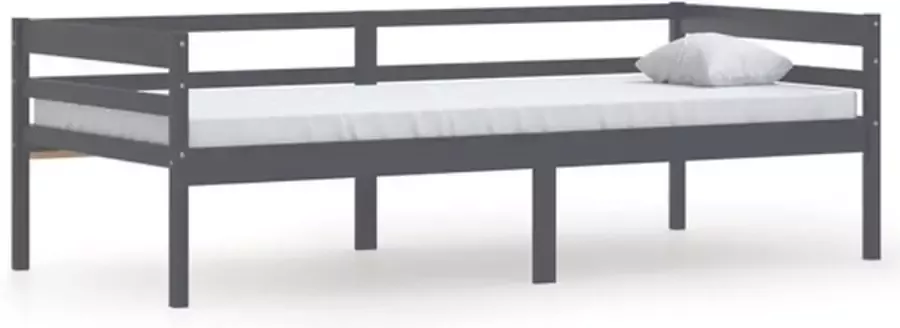 VidaXL -Bedframe-massief-grenenhout-donkergrijs-90x200-cm - Foto 2