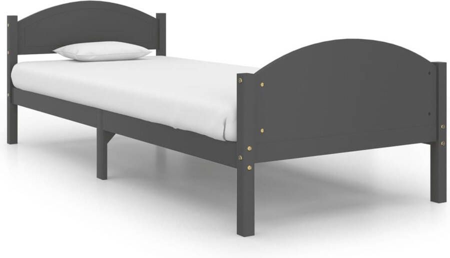 VidaXL -Bedframe-massief-grenenhout-donkergrijs-90x200-cm