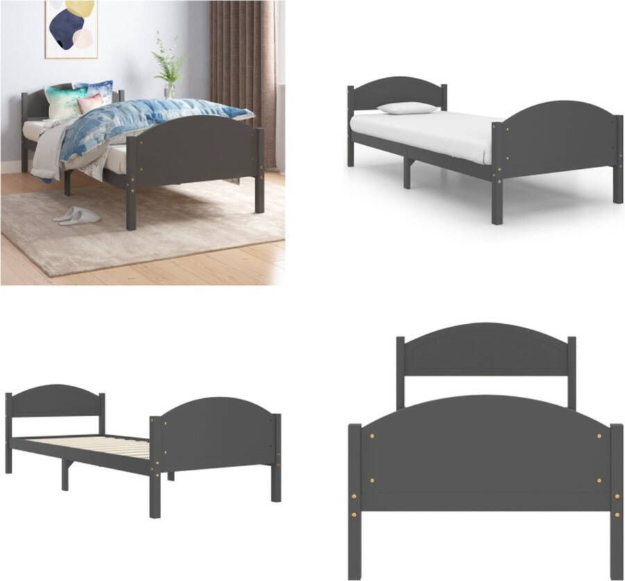 VidaXL Bedframe massief grenenhout donkergrijs 90x200 cm Bedframe Bed Frame Bed Frames
