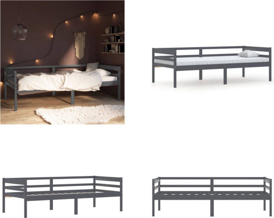 VidaXL Bedframe massief grenenhout donkergrijs 90x200 cm Bedframe Bed Frame Bed Frames