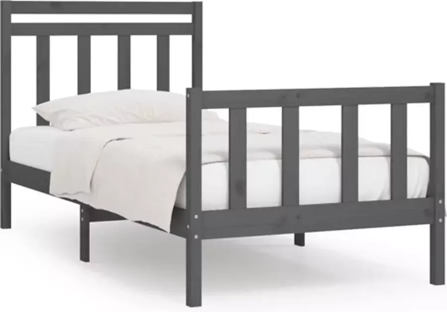 VidaXL -Bedframe-massief-grenenhout-grijs-100x200-cm - Foto 3