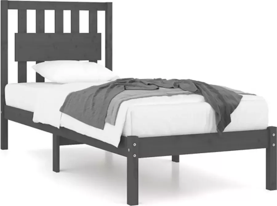 VidaXL -Bedframe-massief-grenenhout-grijs-100x200-cm - Foto 3