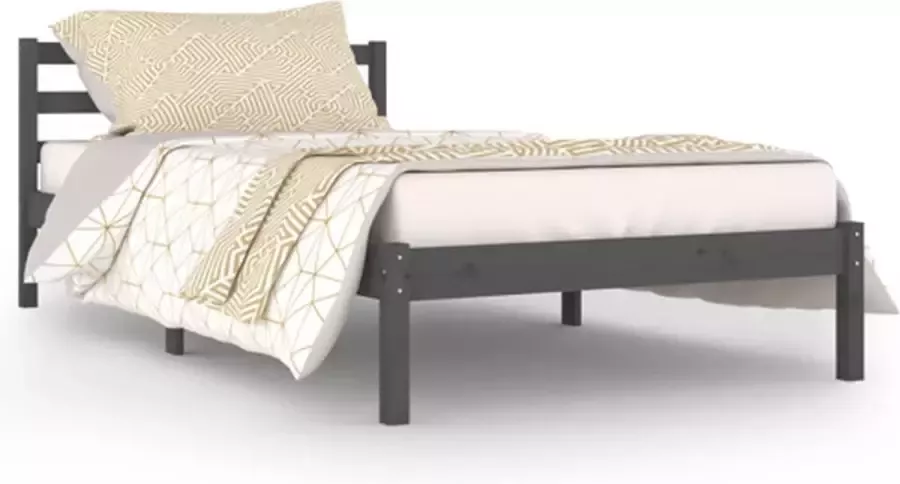 VidaXL -Bedframe-massief-grenenhout-grijs-100x200-cm - Foto 2