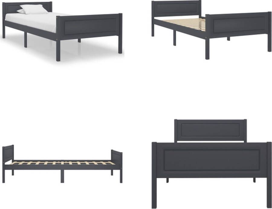 VidaXL Bedframe massief grenenhout grijs 100x200 cm Bedframe Bed Frame Bed Frames