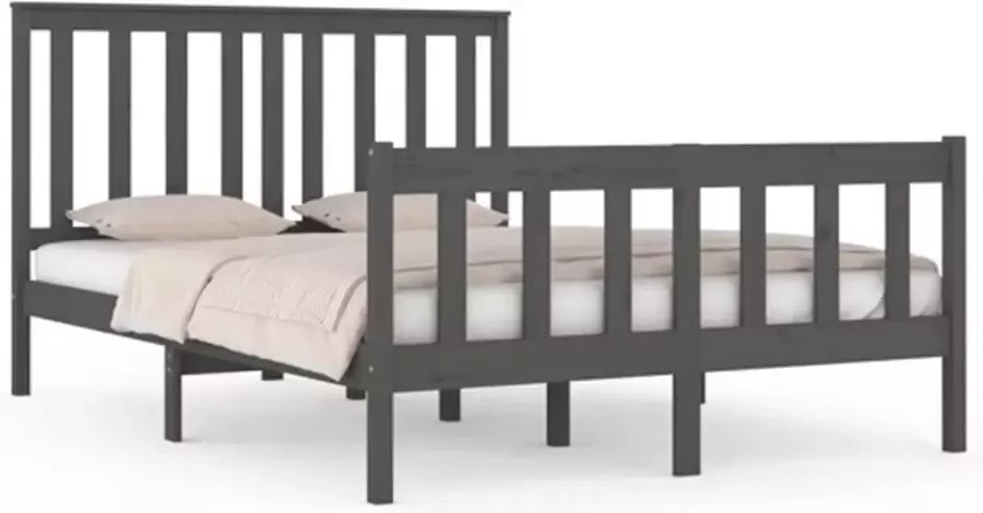 VidaXL -Bedframe-massief-grenenhout-grijs-120x190-cm-4FT-Small-Double - Foto 3