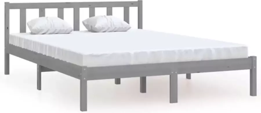 VidaXL -Bedframe-massief-grenenhout-grijs-120x190-cm-4FT-Small-Double - Foto 2