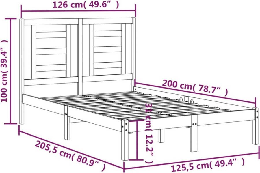 VidaXL -Bedframe-massief-grenenhout-grijs-120x200-cm - Foto 2