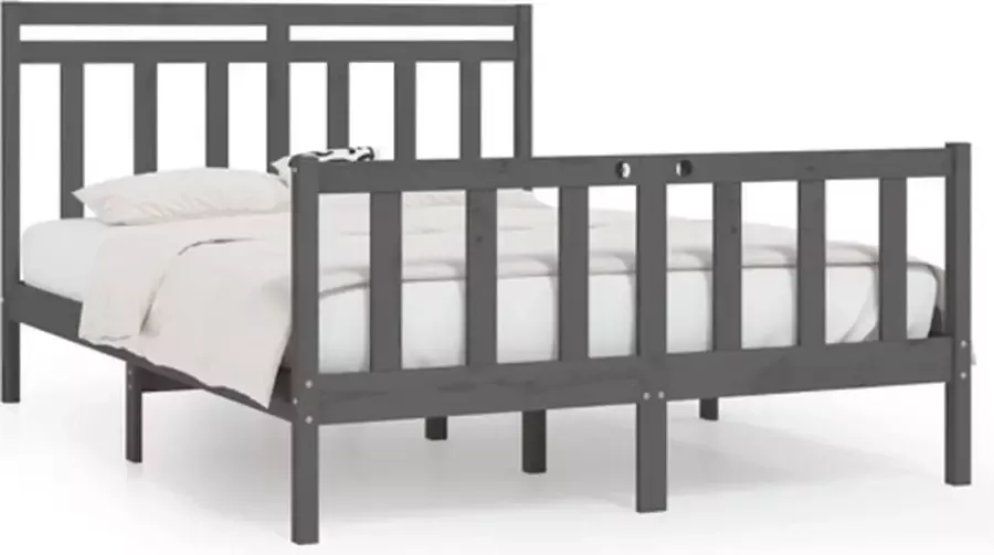 VidaXL -Bedframe-massief-grenenhout-grijs-120x200-cm - Foto 3