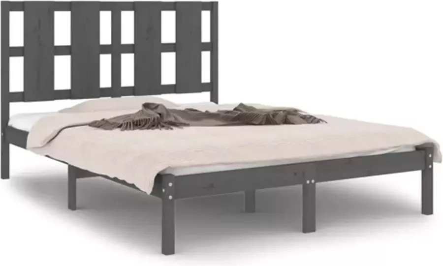 VidaXL -Bedframe-massief-grenenhout-grijs-120x200-cm - Foto 2