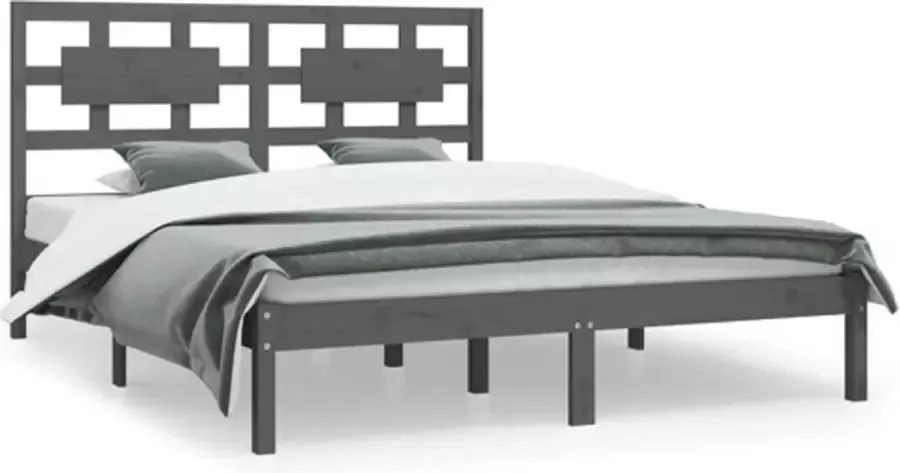 VidaXL -Bedframe-massief-grenenhout-grijs-120x200-cm - Foto 3