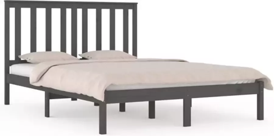 VidaXL -Bedframe-massief-grenenhout-grijs-120x200-cm - Foto 3