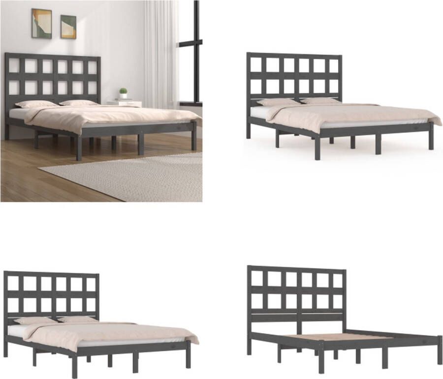 VidaXL Bedframe massief grenenhout grijs 120x200 cm Bedframe Bedframes Bed Bedbodem