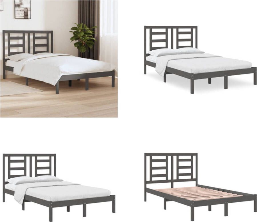 VidaXL Bedframe massief grenenhout grijs 120x200 cm Bedframe Bedframes Bed Bedbodem
