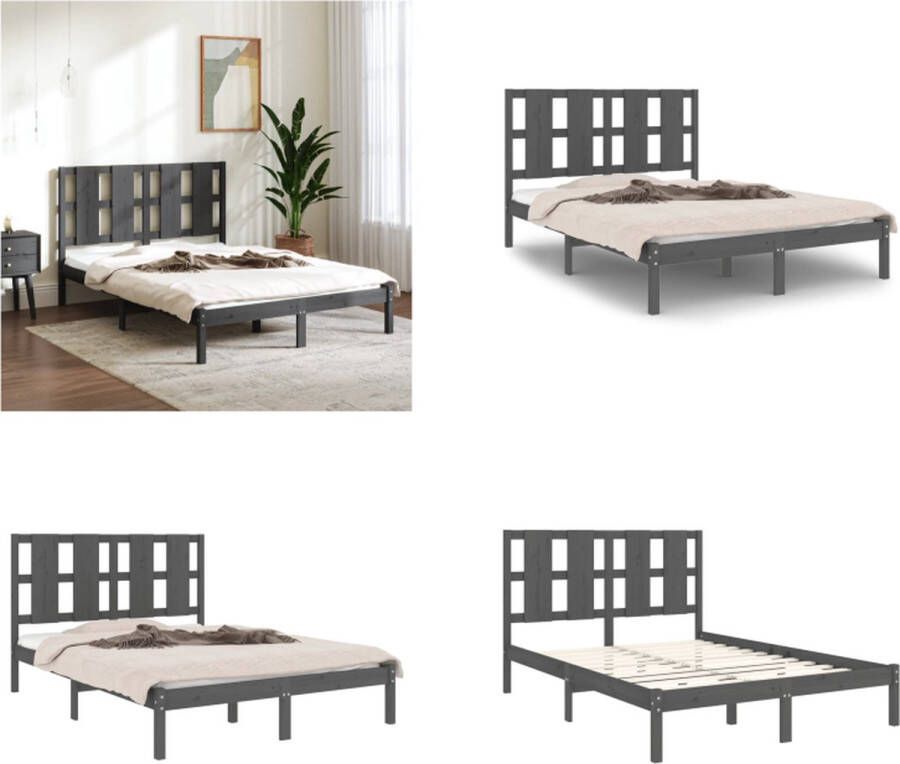 VidaXL Bedframe massief grenenhout grijs 120x200 cm Bedframe Bedframes Bed Bedbodem