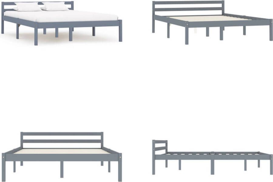 VidaXL Bedframe massief grenenhout grijs 120x200 cm Bedframe Bedframes Bed Frame Bed Frames - Foto 2