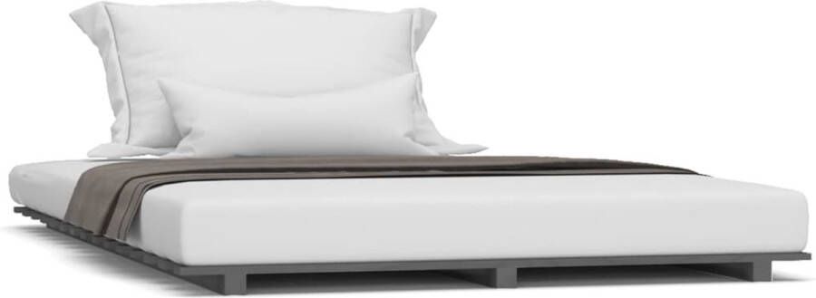 VidaXL -Bedframe-massief-grenenhout-grijs-135x190-cm-4FT6-Double - Foto 15