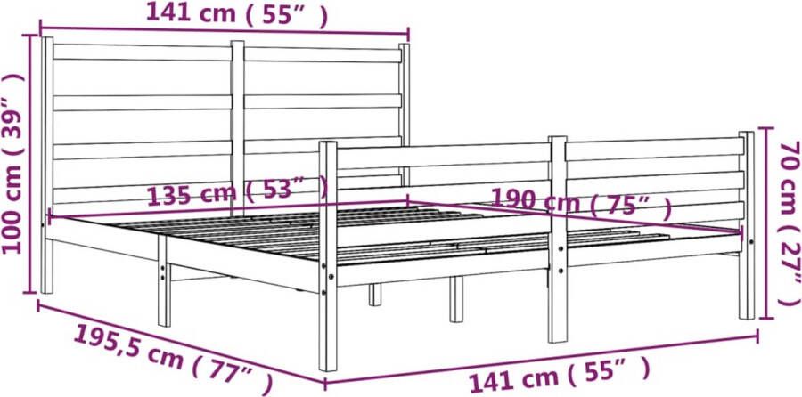 VidaXL -Bedframe-massief-grenenhout-grijs-135x190-cm-4FT6-Double - Foto 19