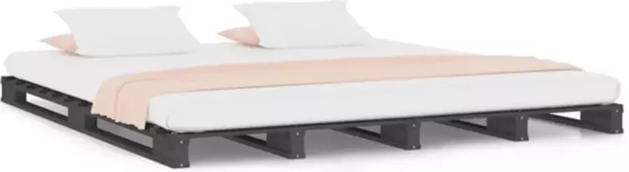 VidaXL -Palletbed-massief-grenenhout-grijs-135x190-cm-4FT6-Double - Foto 2