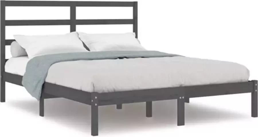 VidaXL -Bedframe-massief-grenenhout-grijs-140x190-cm - Foto 3