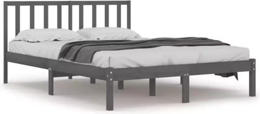 VidaXL -Bedframe-massief-grenenhout-grijs-140x190-cm - Foto 3