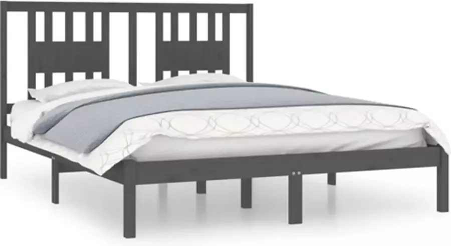 VidaXL -Bedframe-massief-grenenhout-grijs-140x200-cm - Foto 4