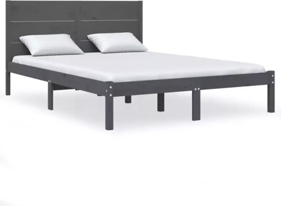 VidaXL -Bedframe-massief-grenenhout-grijs-140x200-cm - Foto 2