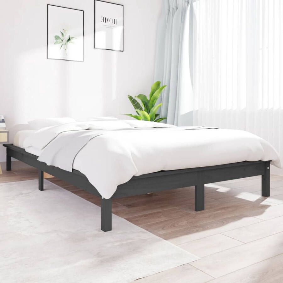 VidaXL Bedframe Grenenhout Grijs 160x200 cm Houten Bed Massief Grenenhout Bedframe Grijs Bed Tweepersoonsbed King Size Bed Boxspring Bed Stapelbare Bedden - Foto 2